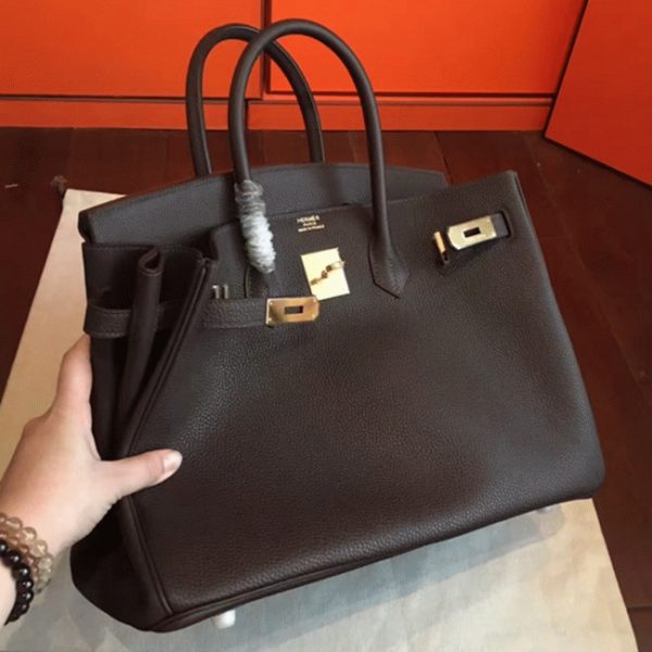Réplique de haute qualité Hermes Birkin 35CM sac à main café – Image 4