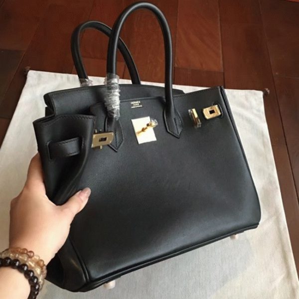 Faux sac de créateur Hermes Birkin 35cm sac à main noir – Image 7
