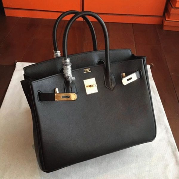 Faux sac de créateur Hermes Birkin 35cm sac à main noir – Image 6