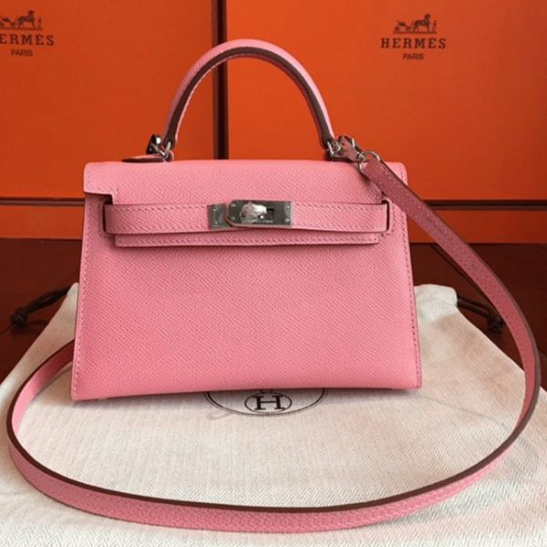 Contrefaçon Pas Cher Sac à main Hermès Kelly 20cm Rose Confetti Epsom