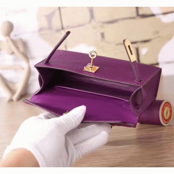Faux Hermes Kelly 20cm sac à main cyclamen epsom – Image 5