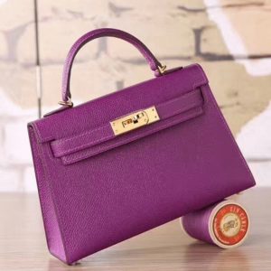Faux Hermes Kelly 20cm sac à main cyclamen epsom