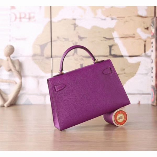 Faux Hermes Kelly 20cm sac à main cyclamen epsom – Image 4