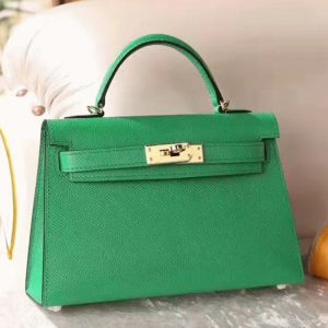 Contrefaçon Hermes Kelly 20cm sac à main bambou epsom