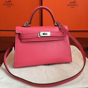 Faux sac de créateur Hermes Kelly 20CM sac à main rose rouge à lèvres chèvre
