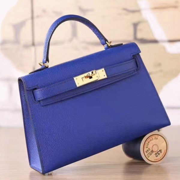 Faux Hermes Kelly 20cm sac à main bleu électrique epsom – Image 5
