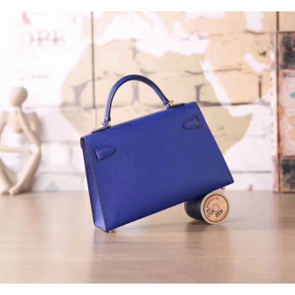 Faux Hermes Kelly 20cm sac à main bleu électrique epsom – Image 4
