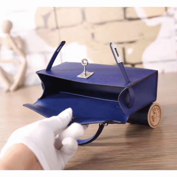 Faux Hermes Kelly 20cm sac à main bleu électrique epsom – Image 2