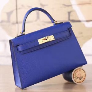 Faux Hermes Kelly 20cm sac à main bleu électrique epsom