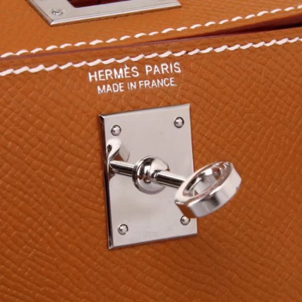 Contrefaçon Hermes Kelly 20CM sac à main marron epsom – Image 7