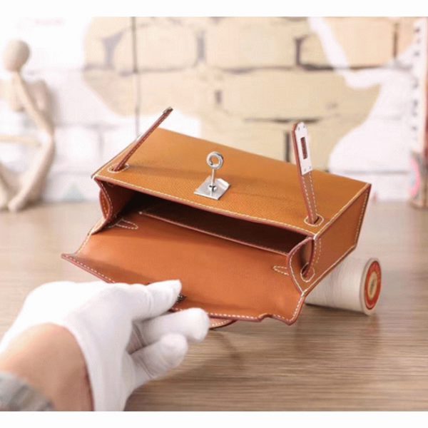 Contrefaçon Hermes Kelly 20CM sac à main marron epsom – Image 5