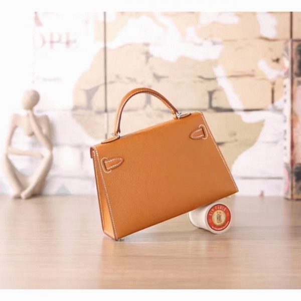 Contrefaçon Hermes Kelly 20CM sac à main marron epsom – Image 4