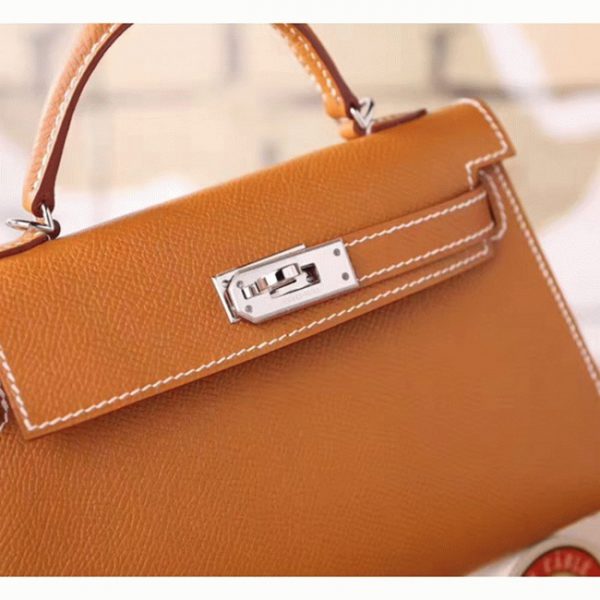 Contrefaçon Hermes Kelly 20CM sac à main marron epsom – Image 3