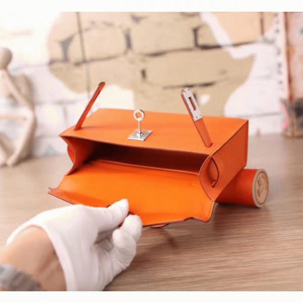 Faux de luxe Hermes Kelly Mini II 20cm sac à main orange epsom – Image 5