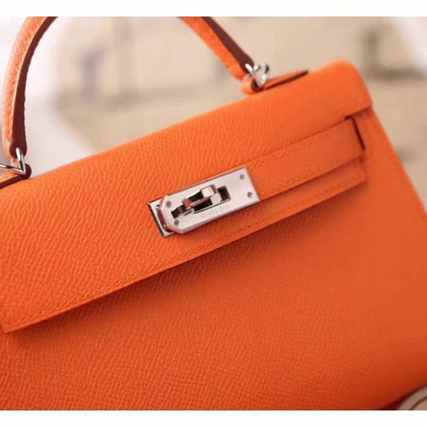 Faux de luxe Hermes Kelly Mini II 20cm sac à main orange epsom – Image 4