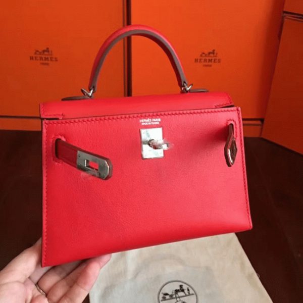 Réplique Sac à main Hermès Kelly 20cm Rouge Swift – Image 4