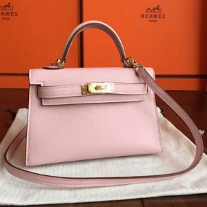 Imitation Hermes Kelly Mini II 20CM sac à main dragée swift rose