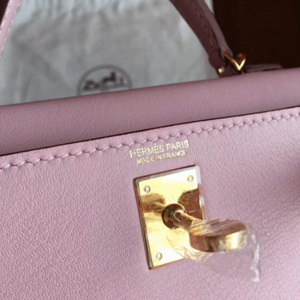 Imitation Hermes Kelly Mini II 20CM sac à main dragée swift rose – Image 3
