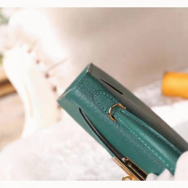 Réplique de luxe Sac à main Hermès Kelly 20cm Malachite Chèvre – Image 7