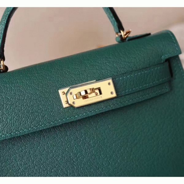 Réplique de luxe Sac à main Hermès Kelly 20cm Malachite Chèvre – Image 6