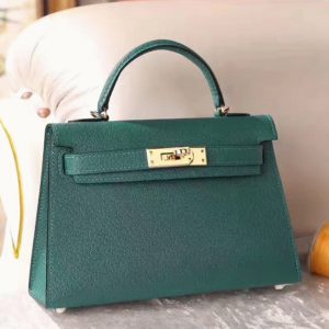 Réplique de luxe Sac à main Hermès Kelly 20cm Malachite Chèvre