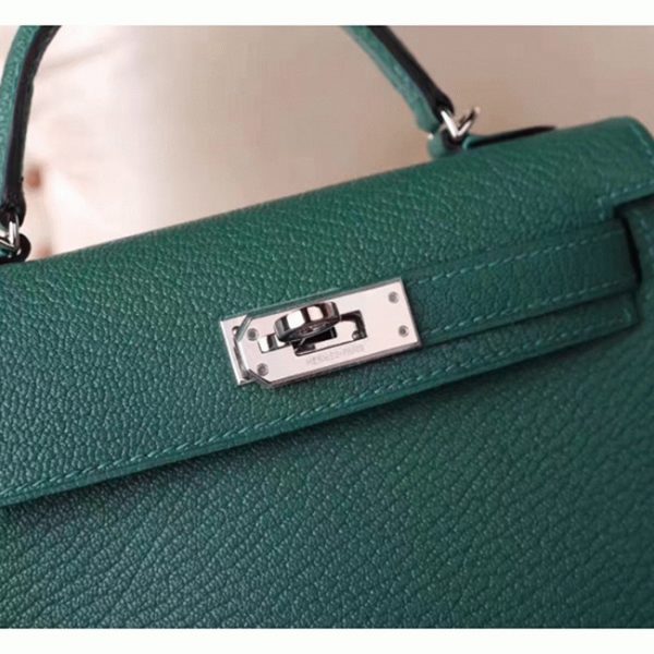 Réplique de luxe Sac à main Hermès Kelly 20cm Malachite Chèvre – Image 3