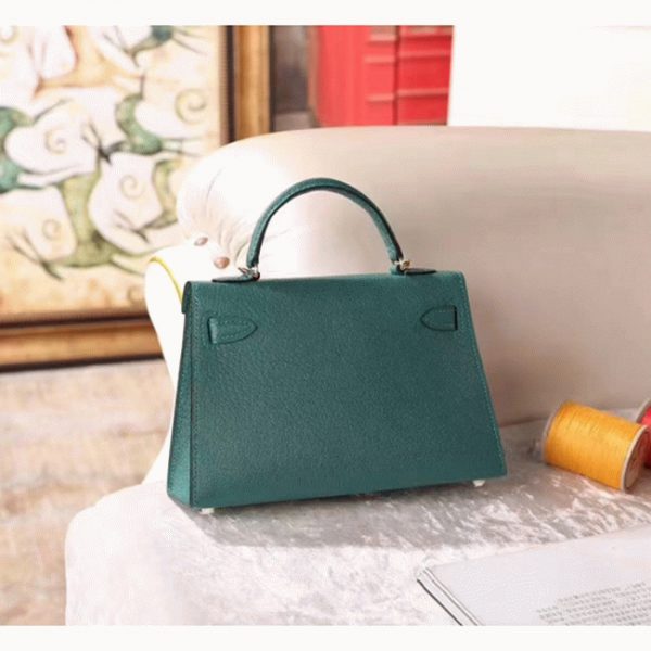 Réplique de luxe Sac à main Hermès Kelly 20cm Malachite Chèvre – Image 2