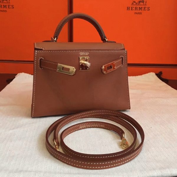 Réplique Sac à main Hermès Kelly 20cm Gold Swift – Image 3