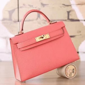 Imitation Pas Cher Sac à main Hermès Kelly 20cm Flamingo Epsom