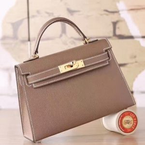 Réplique Sac à main Hermès Kelly 20cm étoupe Epsom