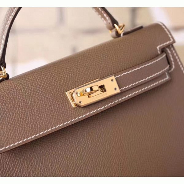Réplique Sac à main Hermès Kelly 20cm étoupe Epsom – Image 2