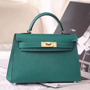 Réplique de luxe Sac à main Hermès Kelly 20cm Malachite Epsom