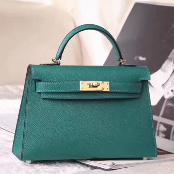 Réplique de luxe Sac à main Hermès Kelly 20cm Malachite Epsom