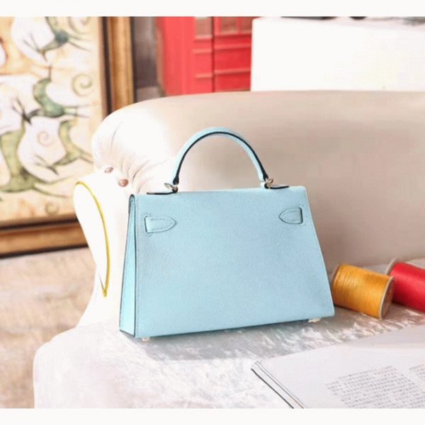 Copie Sac à main Hermès Kelly 20cm Bleu Zephyr Epsom – Image 6