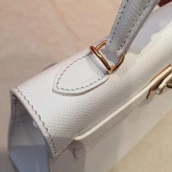 Fausse de luxe Sac à main Hermès Kelly Sellier 25cm Blanc Epsom – Image 8