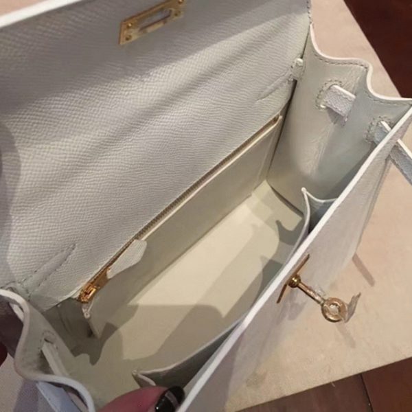 Fausse de luxe Sac à main Hermès Kelly Sellier 25cm Blanc Epsom – Image 5
