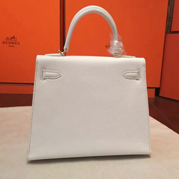 Fausse de luxe Sac à main Hermès Kelly Sellier 25cm Blanc Epsom – Image 3