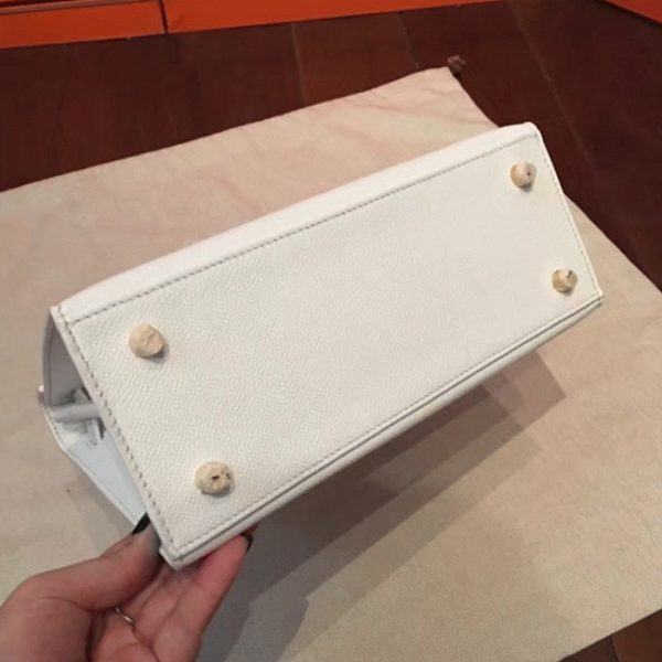 Fausse de luxe Sac à main Hermès Kelly Sellier 25cm Blanc Epsom – Image 2