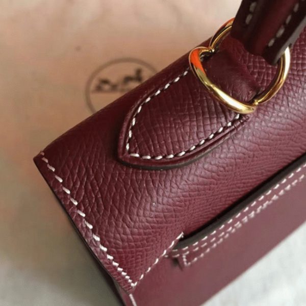 Imitation Sac à main Hermès Kelly 25cm Bordeaux Epsom – Image 5