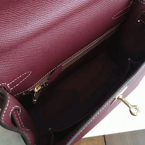 Imitation Sac à main Hermès Kelly 25cm Bordeaux Epsom – Image 4