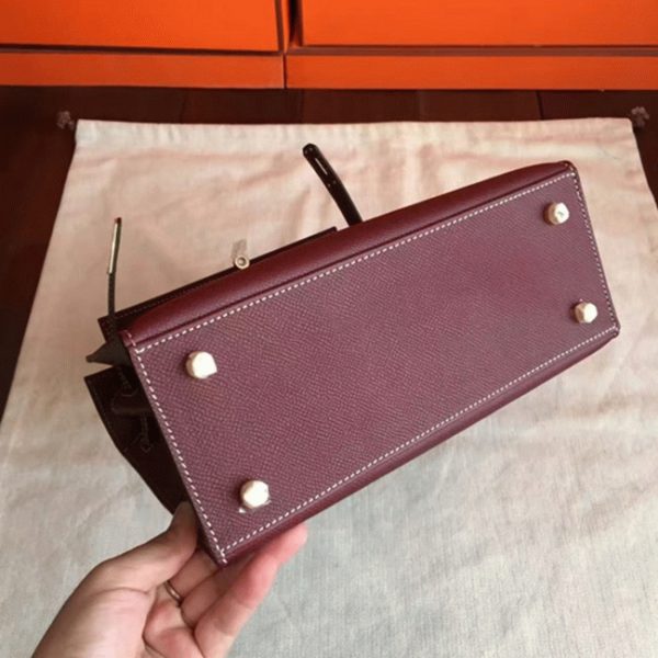 Imitation Sac à main Hermès Kelly 25cm Bordeaux Epsom – Image 2