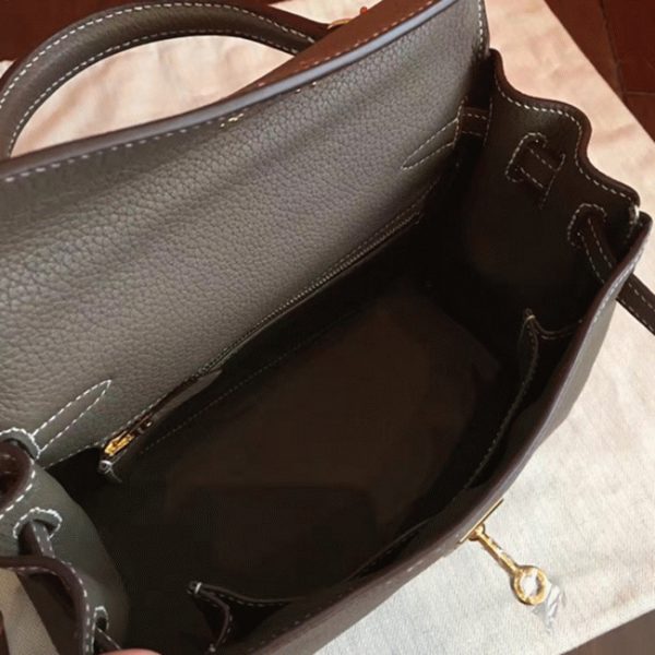 Fausse Sac à main Hermès Kelly 25cm étoupe Clémence – Image 8