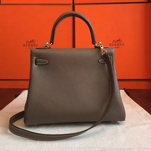 Fausse Sac à main Hermès Kelly 25cm étoupe Clémence – Image 6