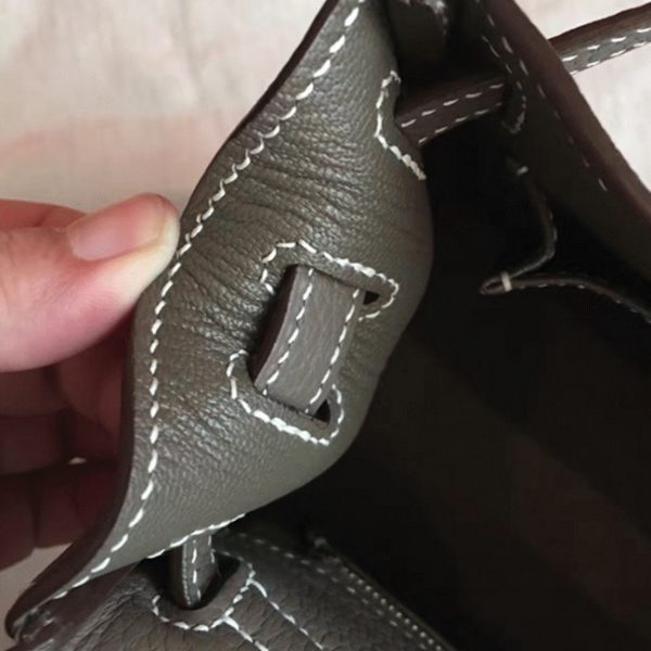 Fausse Sac à main Hermès Kelly 25cm étoupe Clémence – Image 5