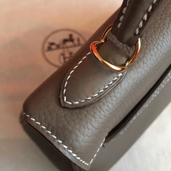 Fausse Sac à main Hermès Kelly 25cm étoupe Clémence – Image 2
