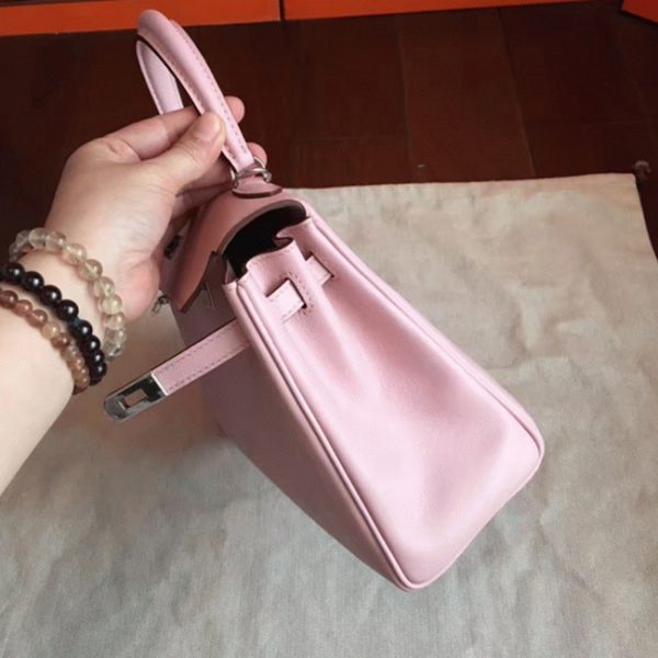 Réplique Sac à main Hermès Kelly 25cm Rose Dragée Swift – Image 9