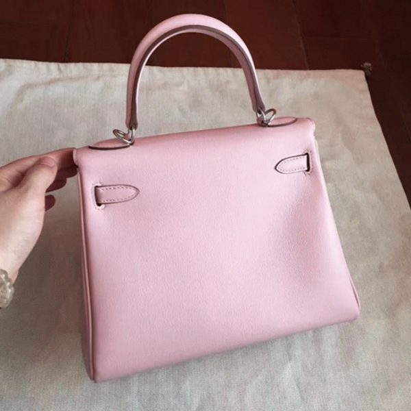 Réplique Sac à main Hermès Kelly 25cm Rose Dragée Swift – Image 5