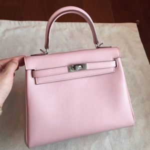 Réplique Sac à main Hermès Kelly 25cm Rose Dragée Swift