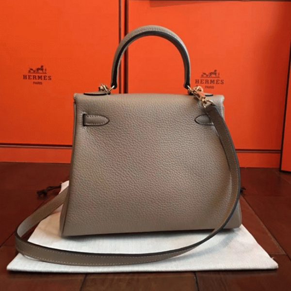 Contrefaçon Sac à main Hermès Kelly 25cm Gris Clémence – Image 7