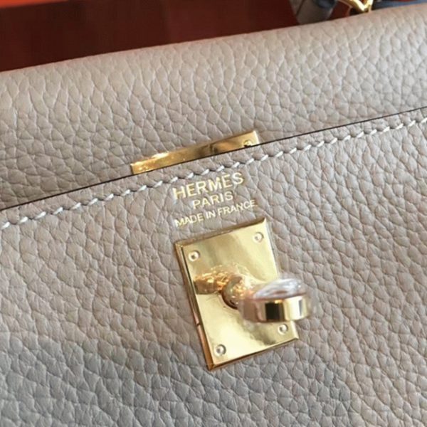 Contrefaçon Sac à main Hermès Kelly 25cm Gris Clémence – Image 6